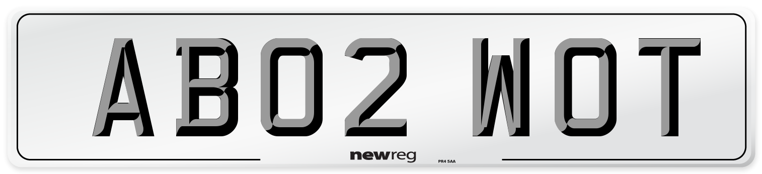 AB02 WOT Number Plate from New Reg